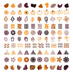 Autumn shape elements set vector isolated. Color Editable Eps 10.