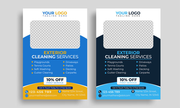 advertising Pressure Washing and Power Washing Flyer Template, window washing flyer Deck, exterior cleaning service