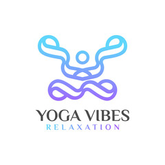 Abstract Colorful Minimalist Yoga Logo Design.
