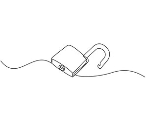 Obraz premium continuous line drawing of padlock concept. Real estate lock icon. Success, solution, opportunity and safety concept in doodle style.