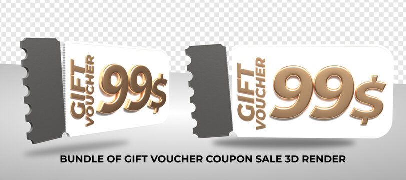 3D render coupon gift template voucher money 99$ for element 