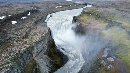 Waterfall in Iceland view from above