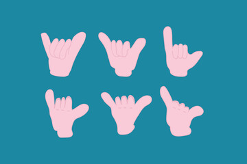 Fototapeta na wymiar shaka hand gesture sign design vector flat illustration