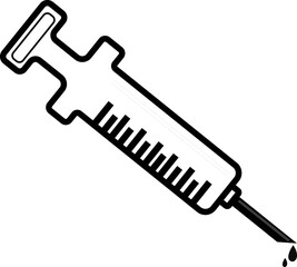 2D illustration Syringe with needle 
