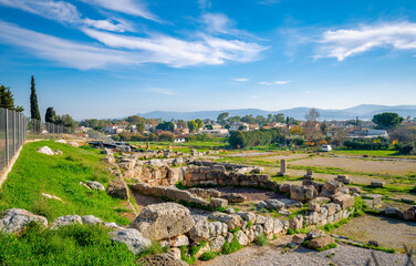 Fototapeta na wymiar The ancient theatre in Archaeological site of Eretria