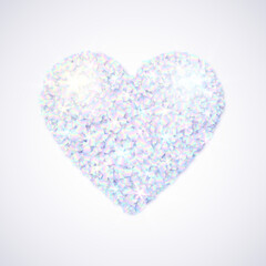 Shiny heart made of holographic foil particles