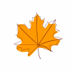 Vector autumn leaf continuous line drawing. Autumn leaf one line style icon vector illustration design