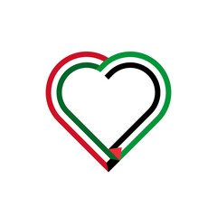 peace concept. heart ribbon icon of kuwait and palestine flags. vector illustration isolated on white background