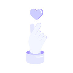 Korean heart sign. Symbol of love on the fingers. Happy Valentine's Day. I like that you gesture with your hand. Vector illustration. Korean heart design for printing greeting cards, banners, posters