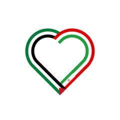 unity concept. heart ribbon icon of palestine and iran flags. vector illustration isolated on white background