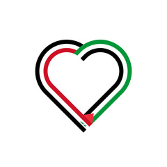 unity concept. heart ribbon icon of iraq and palestine flags. vector illustration isolated on white background