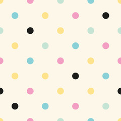 Colorful pastel dots over cream background