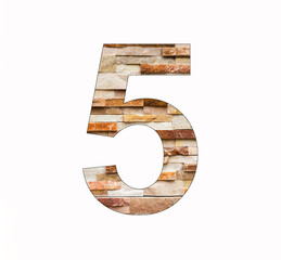 Number 5 - Digit five on marble block background