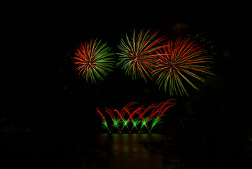 Fireworks above the water surface