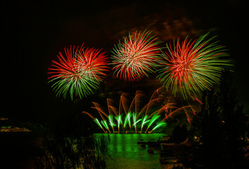 Fireworks above the water surface