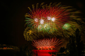 Fireworks above the water surface