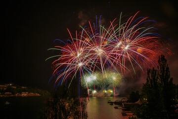 Fireworks above the water surface