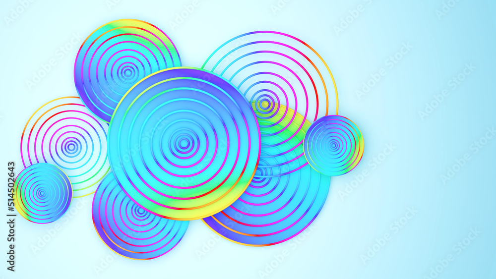 Poster abstract image comprising circle and line art.t,colour flow of waves,abstract background,3d renderin