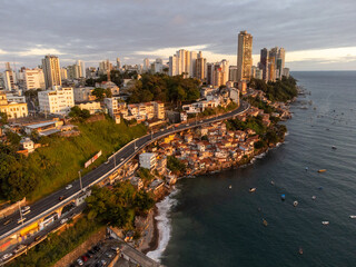 Obraz premium Wonderful golden hour at sunset in the coastal capital of Bahia, Salvador, Brazil