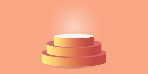 3d rendering pink stand podium on pink wall scene. Vector rendering geometric shape for cosmetic product display presentation