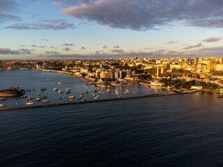 Fototapeta premium Wonderful golden hour at sunset in the coastal capital of Bahia, Salvador, Brazil