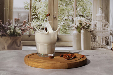 glass of almond milk