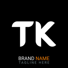 Tk Letter Logo design. black background.