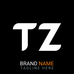 Tz Letter Logo design. black background.