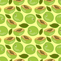 Seamless pattern with avocado fruit. Vegan food, good nutrition, healthy eating.