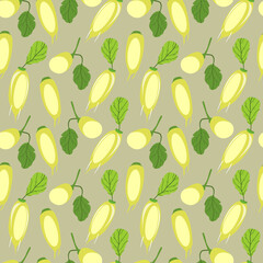 chayote flat design seamless pattern. Vector illustration of art. Vintage background. Kitchen and restaurant design for fabrics, paper
