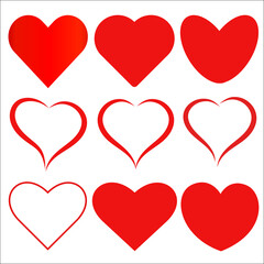 Red hearts set love hearts valentines day collection shape romantic wedding icons vector image