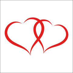 Love two hearts valentines day collection shape romantic wedding sketch drawn brush outline icon vector image