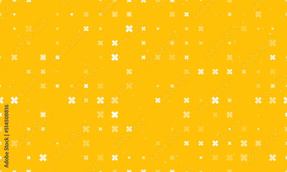 Poster seamless background pattern of evenly spaced white adhesive plaster symbols of different sizes and o