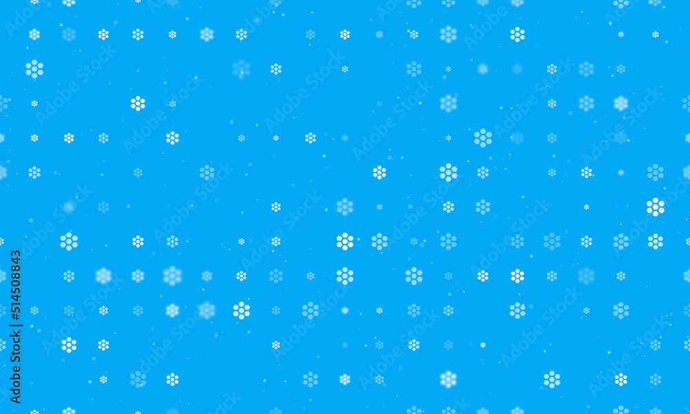 Poster seamless background pattern of evenly spaced white hive symbols of different sizes and opacity. vect