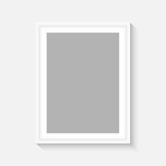 Realistic white frame template isolated on clean background. Empty photo frame. vector illustration.