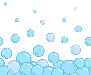 Soap bubbles pattern. Repeated horizontal foam decoration. Soap bubbles wallpaper. Vector