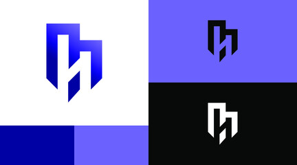 Obraz premium H Monogram Building Architecture Logo Design Concept