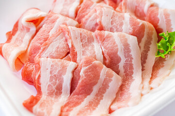 カナダ産　豚バラ焼き肉用薄切り肉 - obrazy, fototapety, plakaty