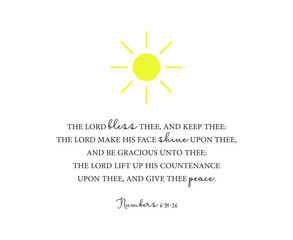 Numbers 6:24-26, Bible Verse poster, Scripture printable, Home wall decor, Christian banner, minimalist creative religious card, baptism gift, biblical poster, Christian gift, vector illustration