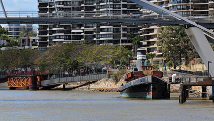 Historic steam tug vessel at wharf-Queensland Maritime Museum. Brisbane-Australia-027