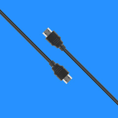 HDMI connector with cable, isolated on white background