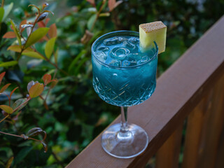 a delicious and cold blue alcoholic cocktail