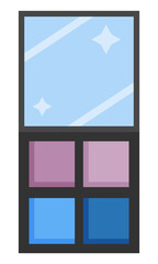 Cosmetic palette of shadows. Means for applying to the eyelids. Flat style. Vector.