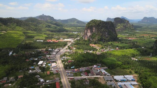 Aerial views of Krabi Town in Thailand