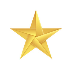 Fototapeta premium Golden Christmas star. Origami pentagonal star made of gold foil
