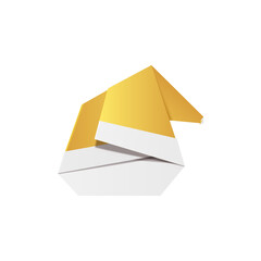 Golden Santa Claus hat. Origami Santa hat made of gold foil