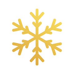 Golden snowflake icon. Blueprint of a snowflake stencil of a golden foil
