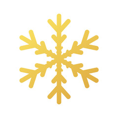 Golden snowflake icon. Blueprint of a snowflake stencil of a golden foil