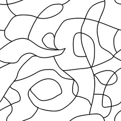 Seamless pattern with hand drawn black doodle lines. Vector abstract illustration with stroke on white background. For template, fabric and wallpaper