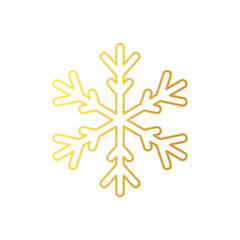 Golden snowflake. Icon of a snow flake made of a golden foil.